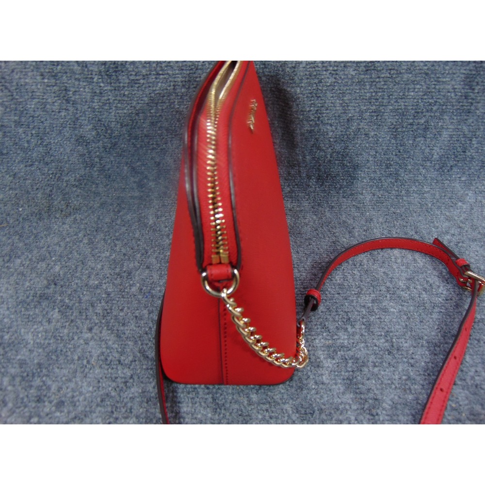 Michael Kors Cindy Dome Crossbody Red Saffiano Leather 38S9YCP03L Gold Chain - Picture 9 of 14